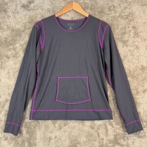 Athleta Summer Shade Rash Guard Long Sleeve Surf Top Gray Purple M Medium